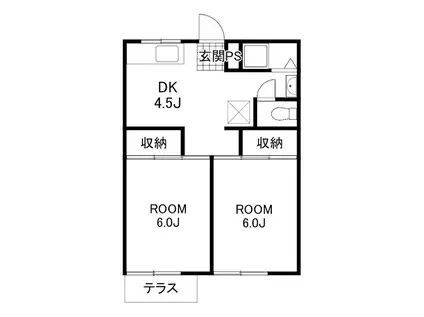 シルクハイツA・B(2DK/2階)の間取り写真