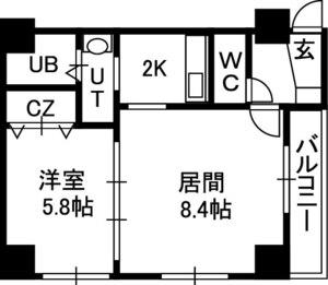 WILL DO北24条(1LDK/9階)の間取り写真