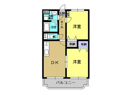 HILLS城山(2DK/2階)の間取り写真