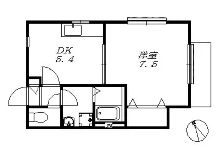 セレーノ上の丸(1DK/2階)の間取り写真
