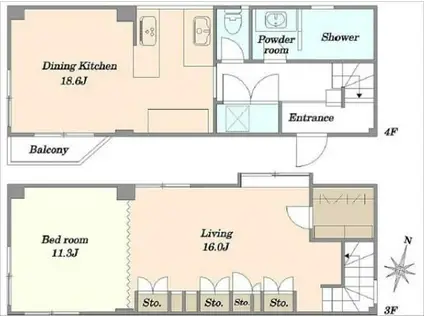 エスタ代々木(1LDK/4階)の間取り写真