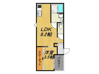 LECOCON岐阜III(1LDK/2階)の間取り写真