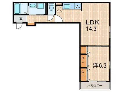 プレミアスペースII(1LDK/2階)の間取り写真