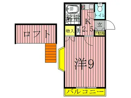 ロイヤルハイツ富士見台(1K/1階)の間取り写真