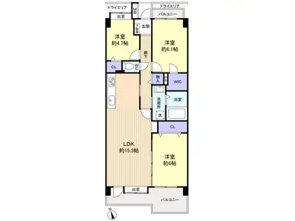 セントラルコート習志野台(3LDK/1階)の間取り写真