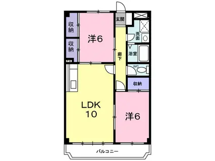 ロワイヤル大久保II(2LDK/3階)の間取り写真