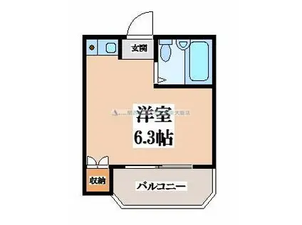 ハイツ日岡(1K/3階)の間取り写真