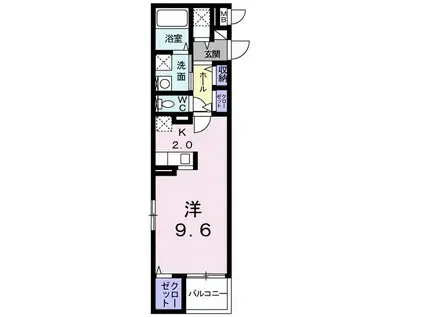 セイバリー湘南(1K/2階)の間取り写真
