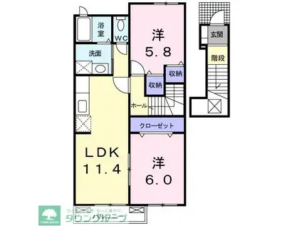 リヴィエールVA(2LDK/2階)の間取り写真