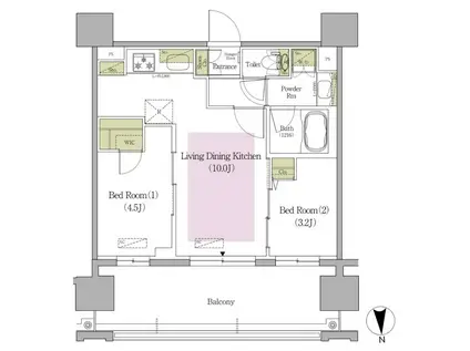 アーバネックス早稲田テラス(2LDK/12階)の間取り写真
