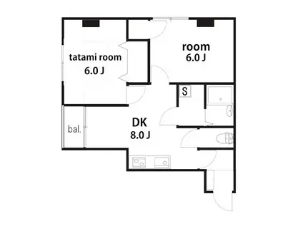 宝生ビル(2DK/3階)の間取り写真