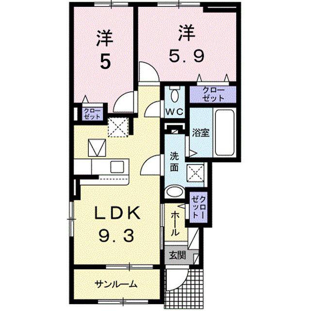 ベラ ルーチェ A(2LDK/1階)の間取り写真