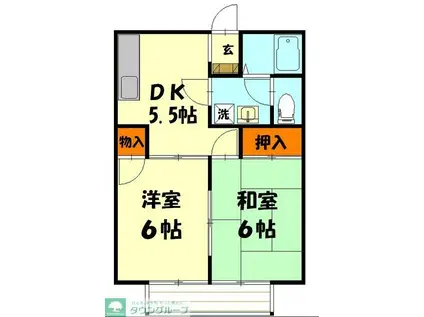 エステート根岸台(2DK/2階)の間取り写真