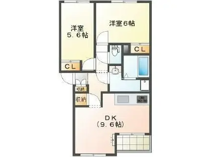 ドリームハイツ(2LDK/2階)の間取り写真