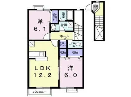 サニーヒルズA(2LDK/2階)の間取り写真
