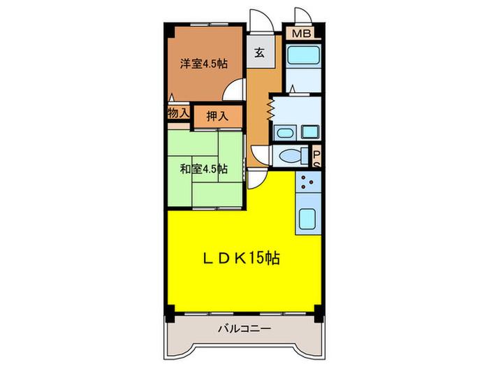 サラスバティ肥子(2LDK/2階)の間取り写真