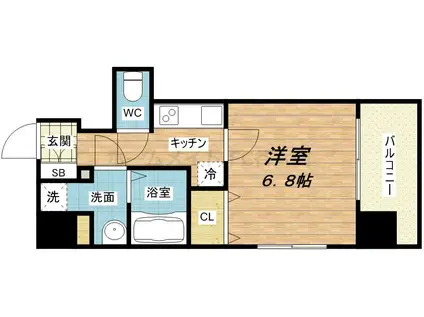 アマービレ森之宮(1K/3階)の間取り写真