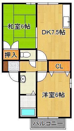 セジュールイリエ(2DK/2階)の間取り写真