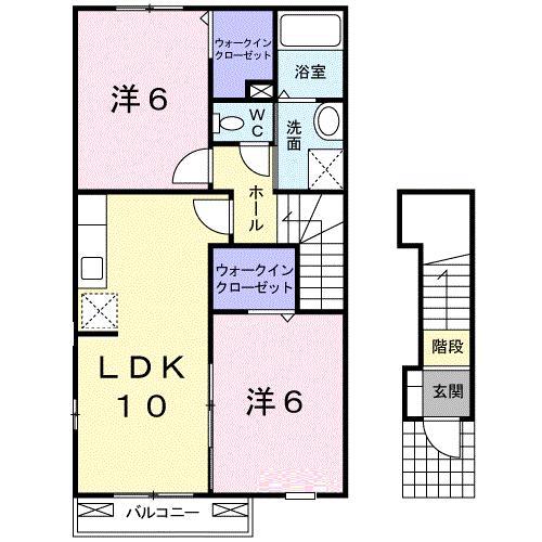 サンヴィレッジC(2LDK/2階)の間取り写真