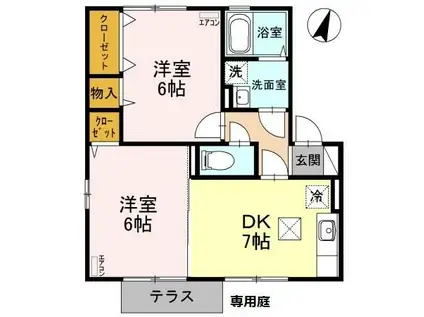 エスペランサ(2DK/1階)の間取り写真