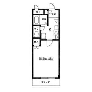 レジデンス赤坂(1K/2階)の間取り写真