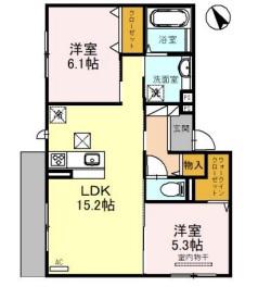 エクレール福田(2LDK/1階)の間取り写真