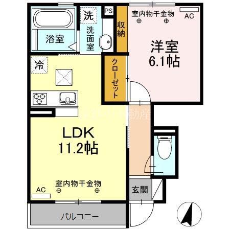 MORE B(1LDK/1階)の間取り写真