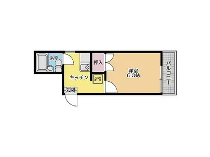 ストークハイツ田口(1K/1階)の間取り写真