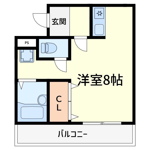 サンフォートメゾン(ワンルーム/2階)の間取り写真