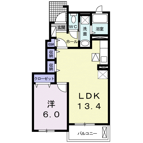 Nゲート II(1LDK/1階)の間取り写真