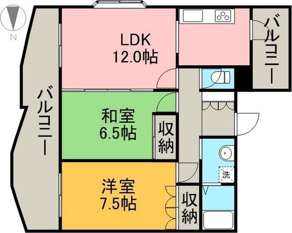ビハ-ラ白壁(2LDK/5階)の間取り写真