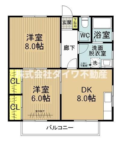 エルーテハウス(2DK/2階)の間取り写真