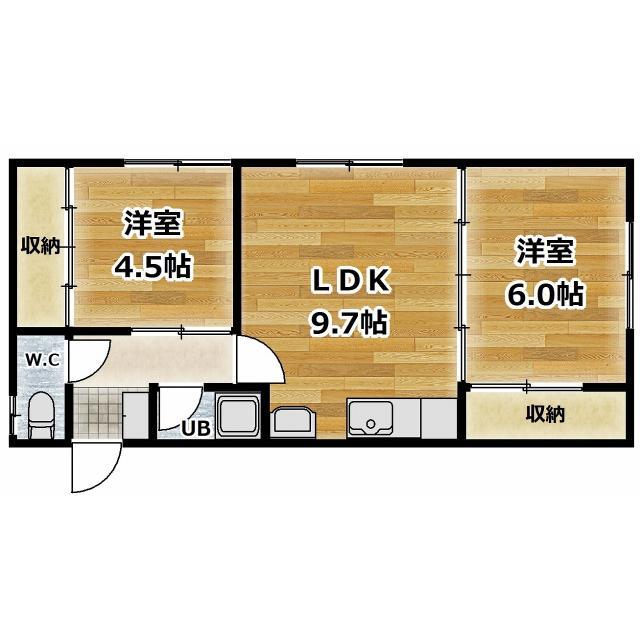 レジェンド大川(2LDK/2階)の間取り写真