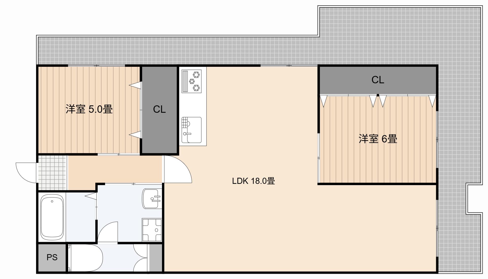 第2泰山ハイツ(2LDK/4階)の間取り写真