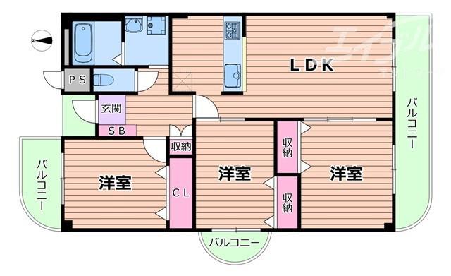 ピアパレス王子(3LDK/3階)の間取り写真