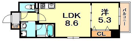 シルエラ甲南山手(1LDK/6階)の間取り写真