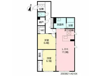 エヌ・ステータス国府(2LDK/1階)の間取り写真