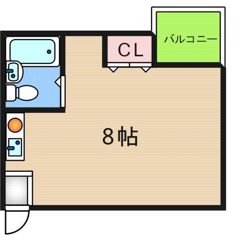 キューブ西加賀屋(ワンルーム/4階)の間取り写真