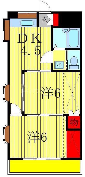 ユーホリアT(2DK/3階)の間取り写真