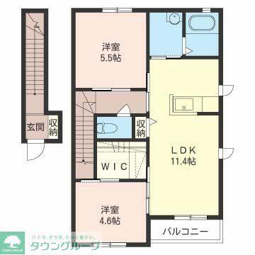 チュイルC棟(2LDK/2階)の間取り写真