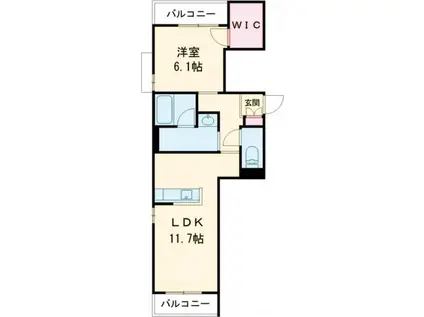 ザイテグラウベン(1LDK/3階)の間取り写真