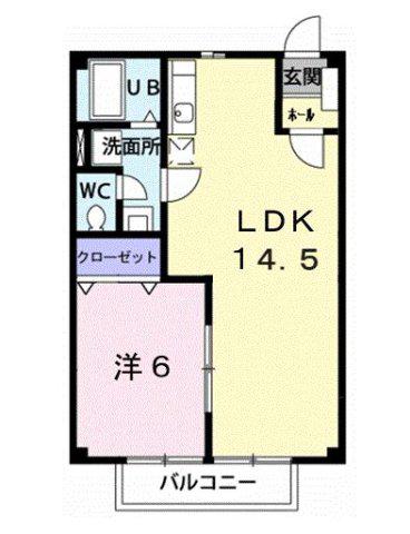 サンウェイ21I(1LDK/2階)の間取り写真