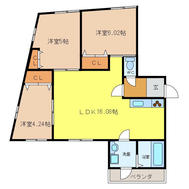 スカイステーション(3LDK/4階)の間取り写真