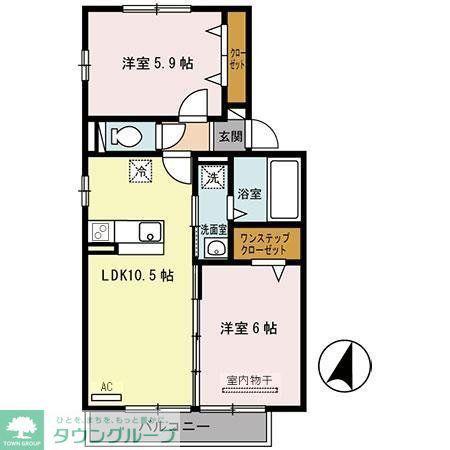 サンライトヒルズ A(2LDK/2階)の間取り写真