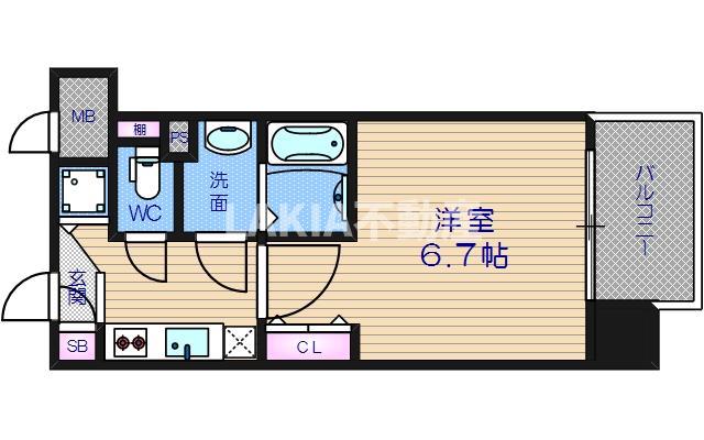 アドバンス上町台IIクレイドル(1K/3階)の間取り写真