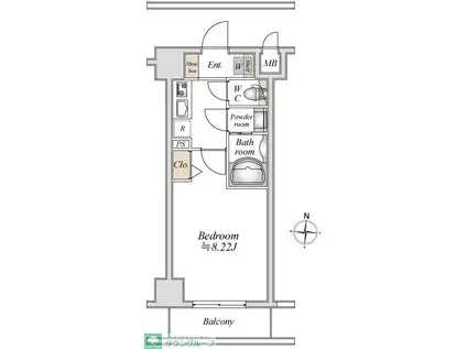リテラス本所吾妻橋(1K/2階)の間取り写真