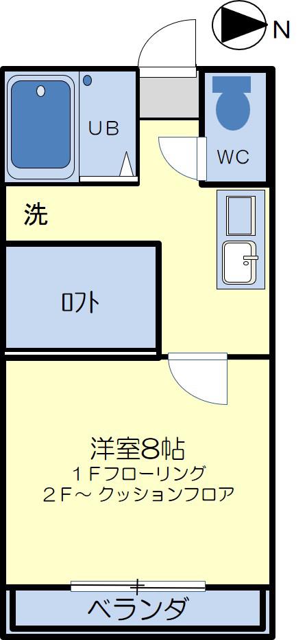 カルテットマミー(1K/1階)の間取り写真