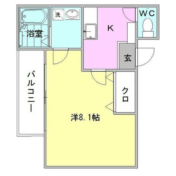 クレフラスト大同A棟(1K/1階)の間取り写真