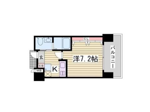 W.O.B.ROKKOMICHI(1K/3階)の間取り写真