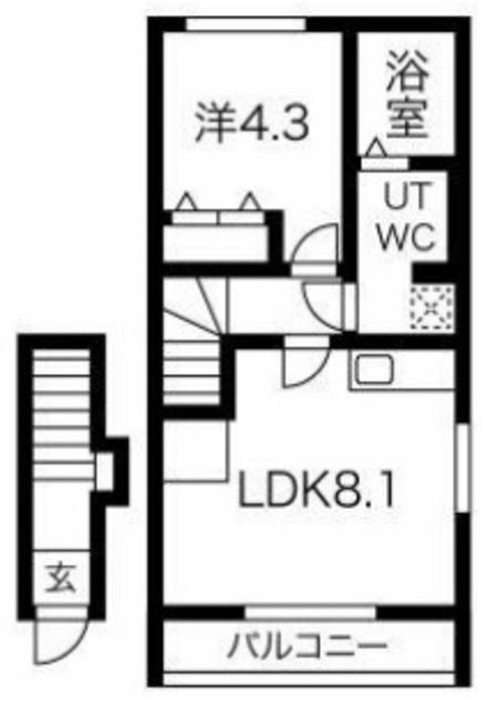 セレーノII(1LDK/2階)の間取り写真